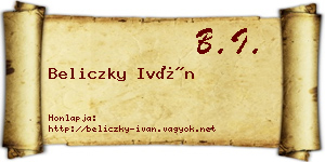 Beliczky Iván névjegykártya